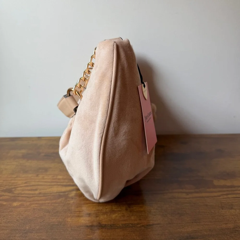 New Juicy Couture Sparkle Royal Beige Brown Hobo Shoulder Handbag Y2K Charm Cute